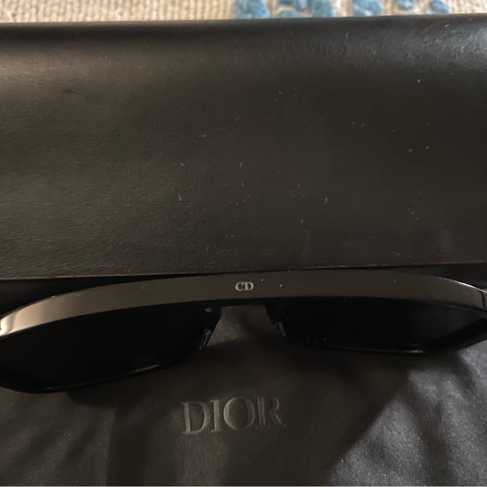 DIOR DIORBLACKSUIT S41  10A0 Shiny Black Smoke Square Sunglasses 55MM With Case - Picture 8 of 12